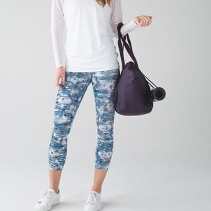 Lululemon Wunder Under Crop High Rise Legging Blurry Belle Multi Blue Stripe